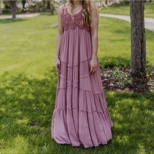 Free People Inesa Boho Crochet Maxi Dress